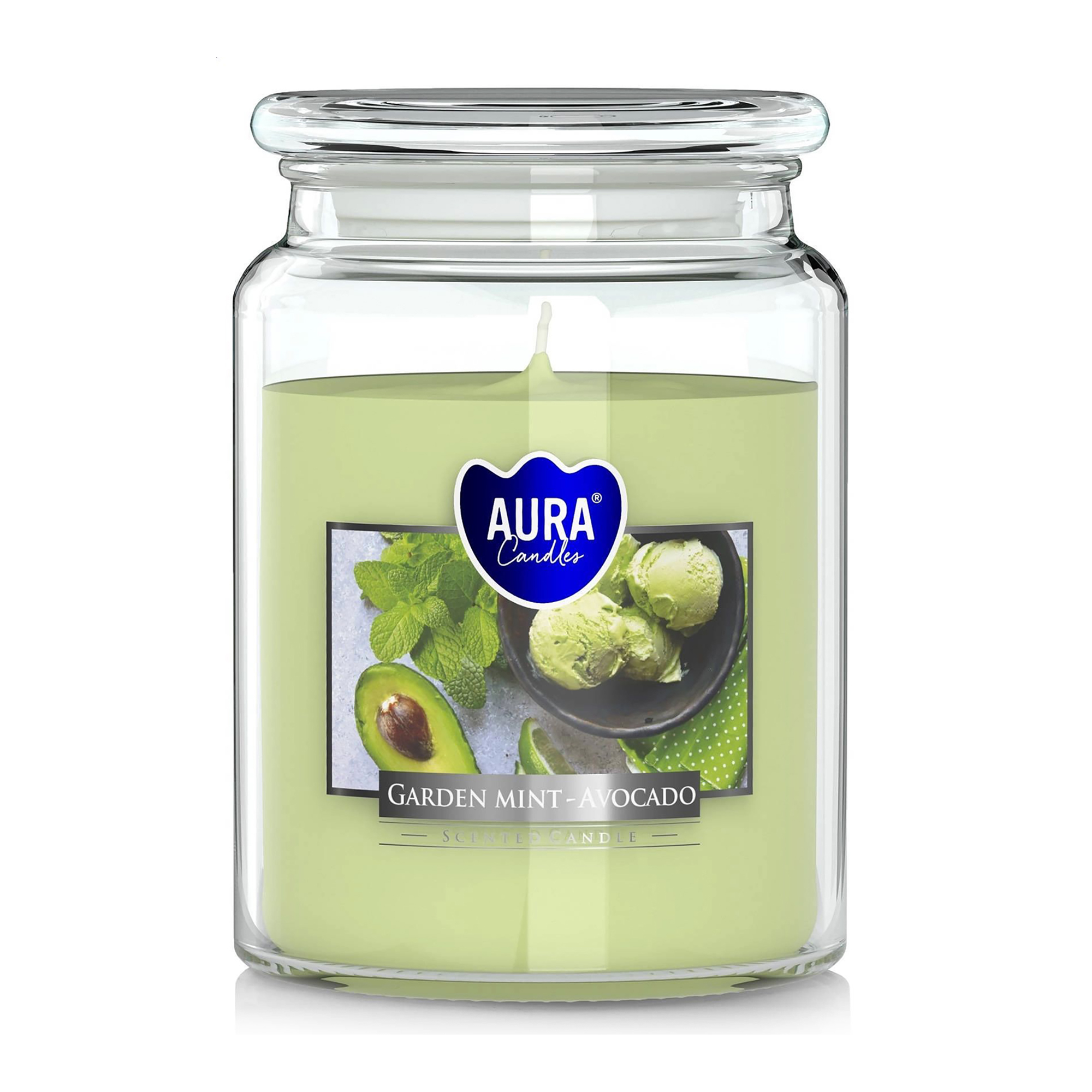 Ароматична свічка в банці Bispol Scented Candle Aura Garden Mint-Avocado, 500 г (snd99-353)